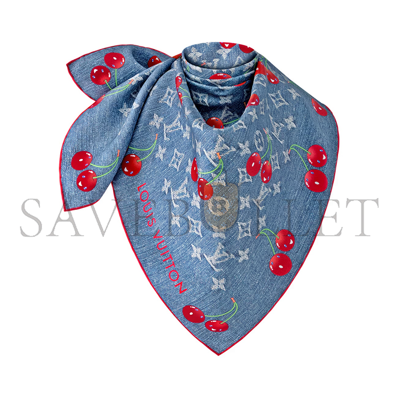 LOUIS VUITTON MURAKAMI LV X TM DENIM CERISE SQUARE 90 M96389 (90*90cm) LOUIS VUITTON MURAKAMI LV X TM DENIM CERISE SQUARE 90 M96389 (90*90cm)